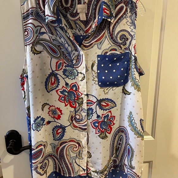 Chico's Tops - Chico’s Sleeveless Print and Polka Dot Top XL